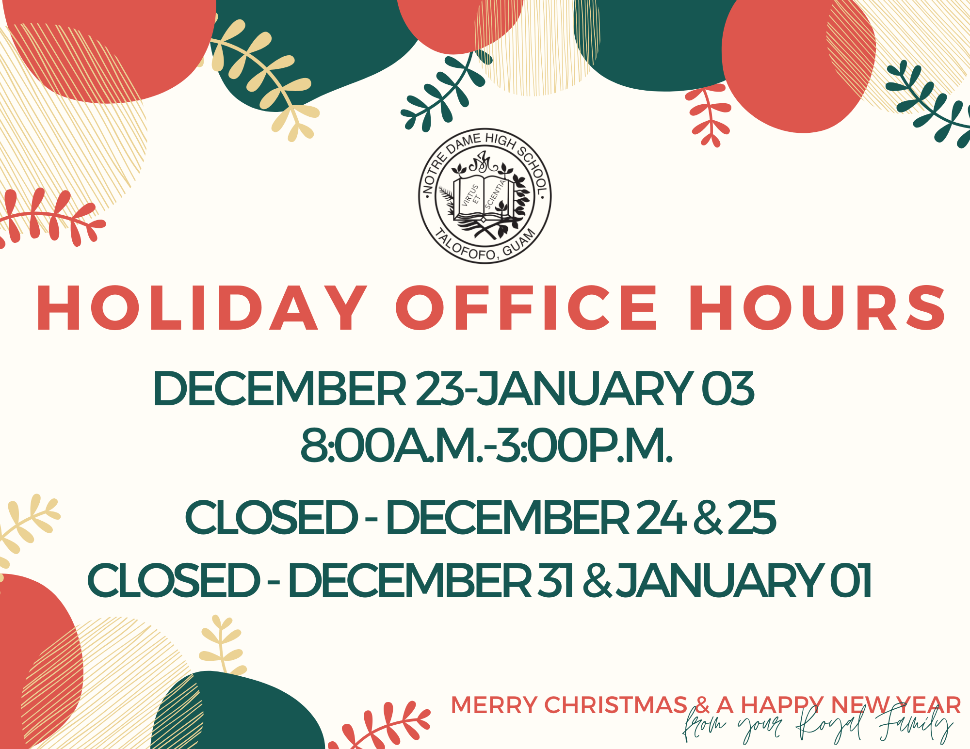 Holiday Office Hours