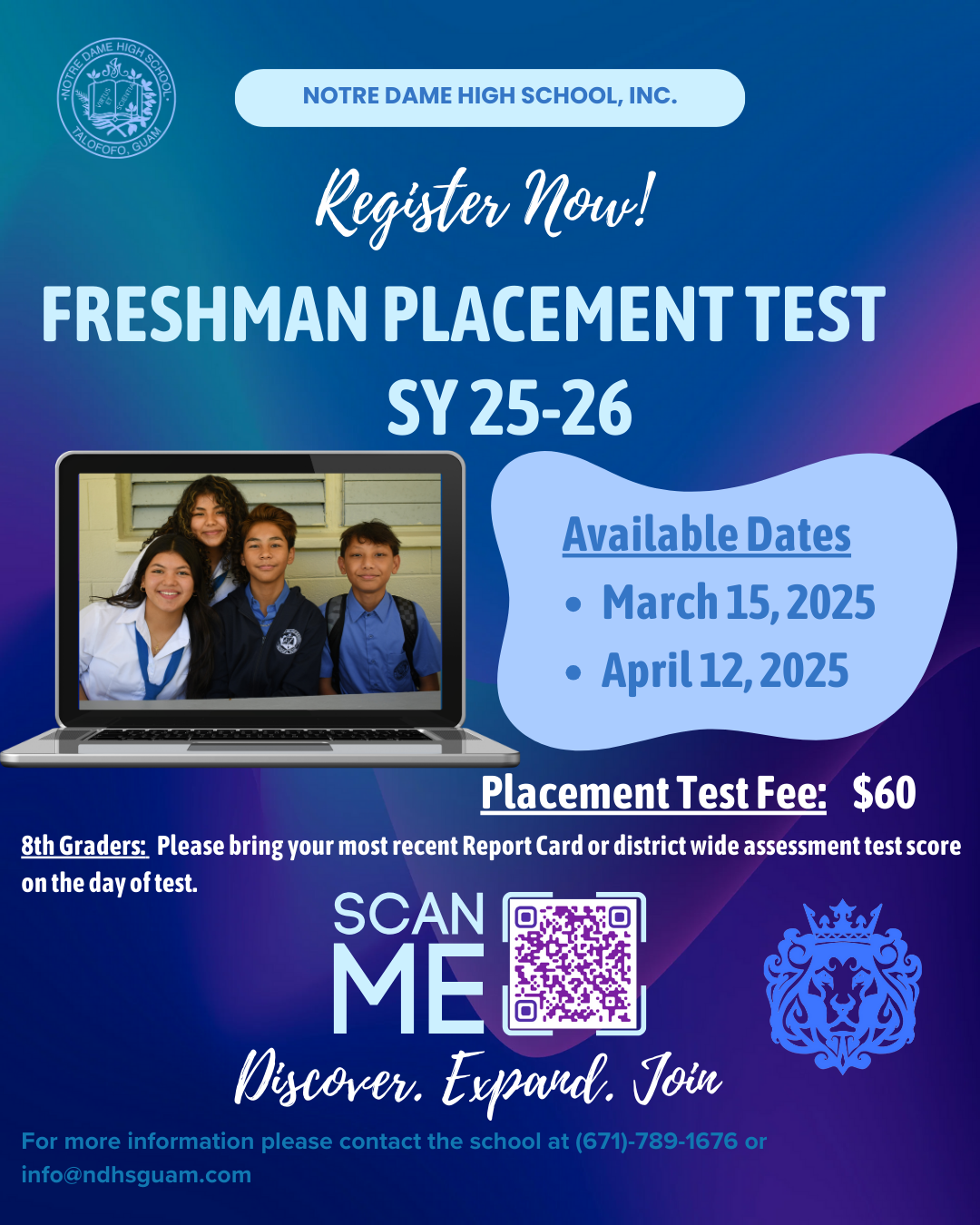 Register for Placement Test SY 25-26